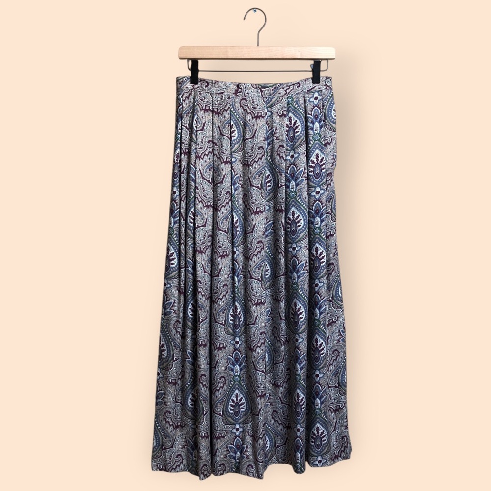 Vintage 90s Significance Paisley Patterned Long Maxi Pleated Skirt USA Women’s 8